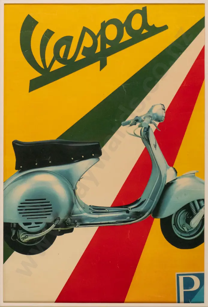 framed Vespa print H-350 W-250 (slight creasing) Image 1++