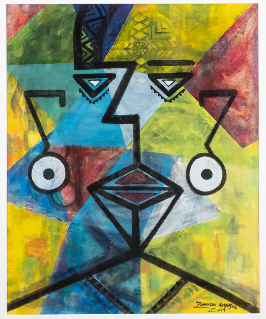 illegible signature - framed oil - abstract H-410 W-330 Image 1++