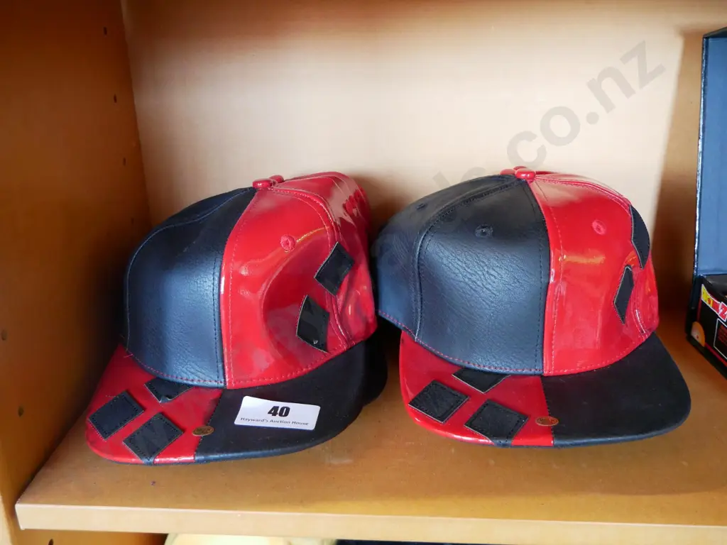 black and red vinyl hats Image 1++