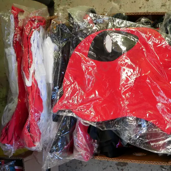 box of unopened costumes