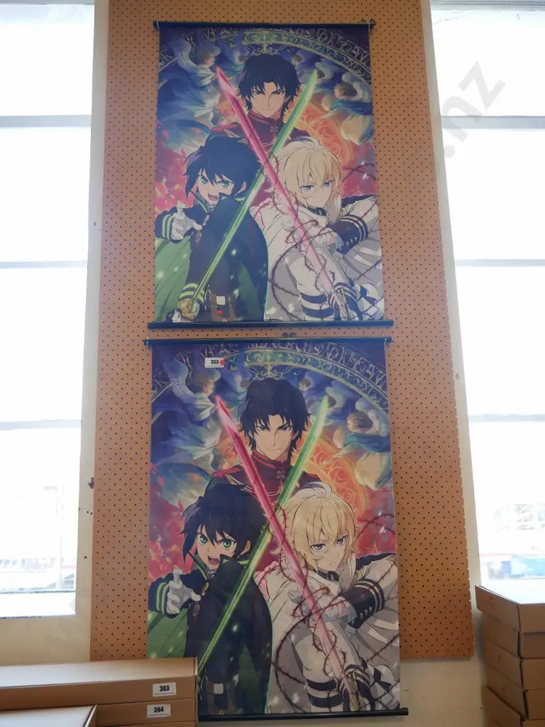 2 wall hanging prints on scrolls Image 1++
