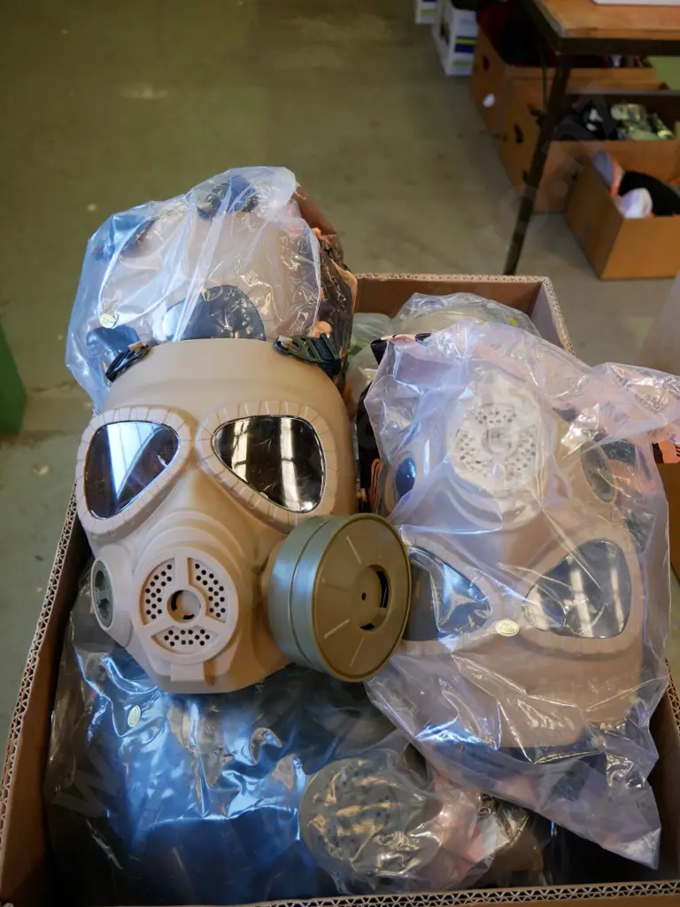 box of military style gas masks Image 1++