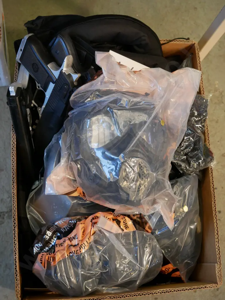 box of military style gas masks Image 1++