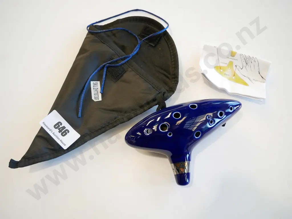 ceramic ocarina and pouch Image 1++