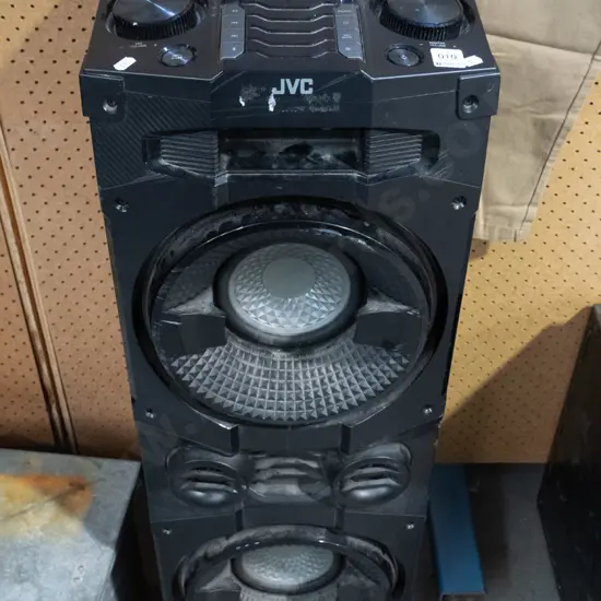 Tall JVC portable speaker, no power cord