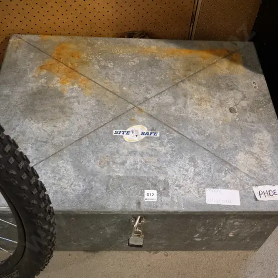 Large Metal Tool Box with Site Safe Sticker on top