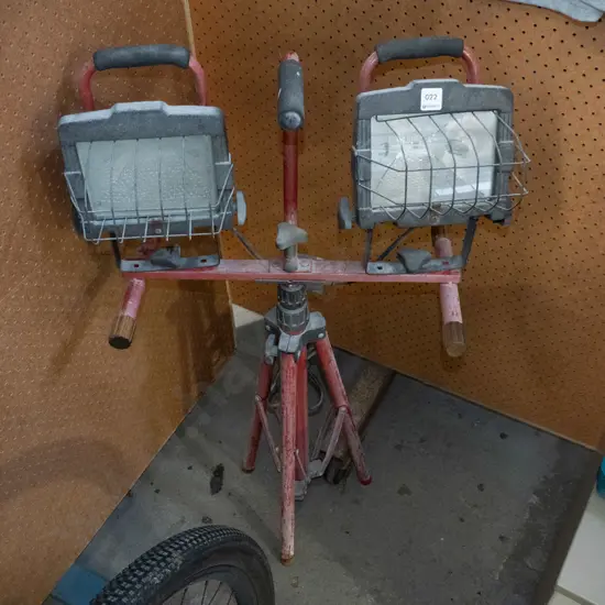 Red framed double lamp floodlight 