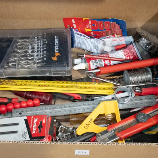 Box of assorted tools