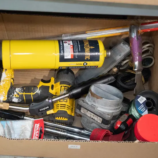 Box of assorted tools