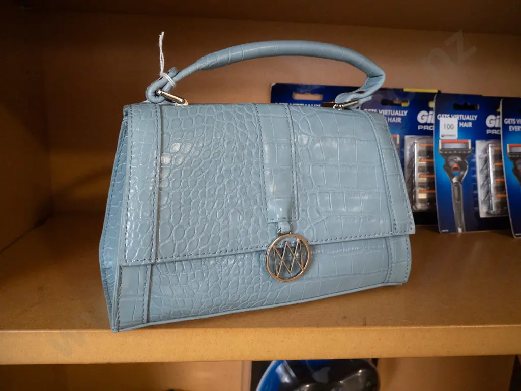 Handbag - pale blue, leathery type material  Image 1++