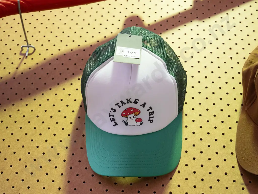 Absent' Green and White cap ""let's take a trip""  Image 1++