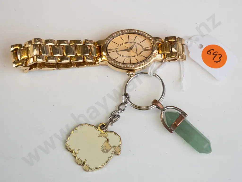 gold watch and sheep/green stone keyring  Image 1++