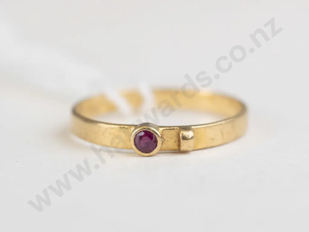 Gold colour ring with red stone Image 1++