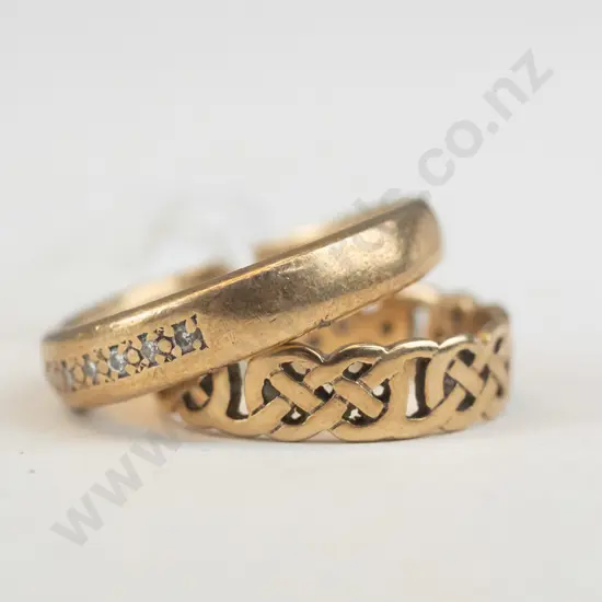 9ct gold ring with stones & 1 golden ring