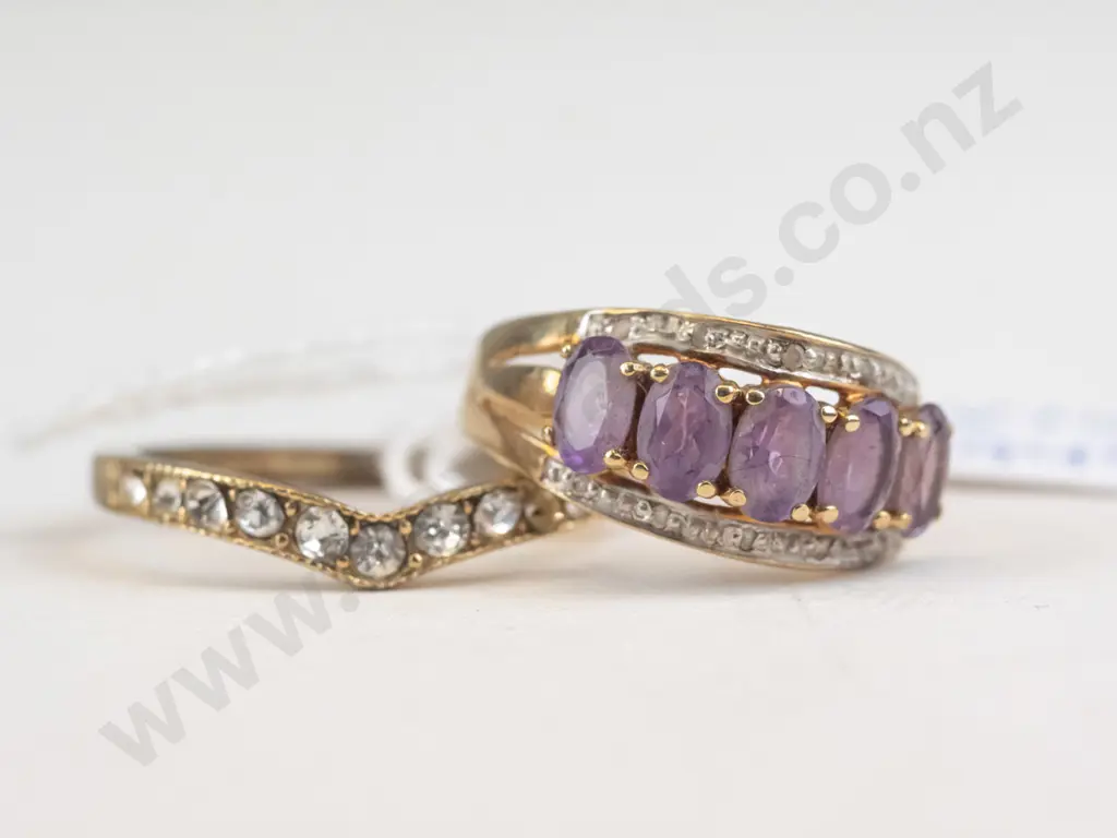 2 golden rings with stones Image 1++