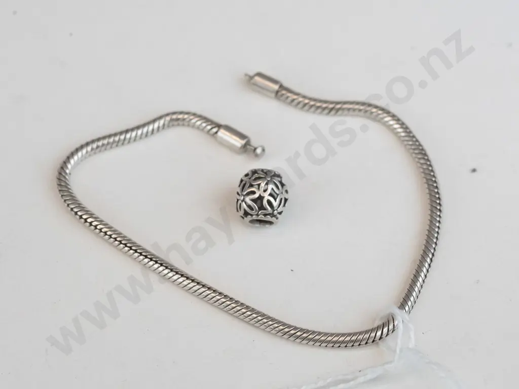 1x small Pandora silver chain with 1x Pandora charm broken Image 1++