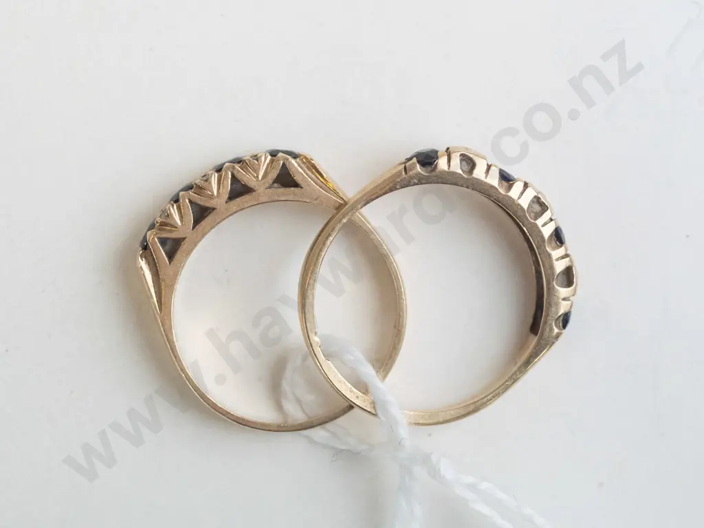 2 9ct gold rings with 4 blue stones Image 1++