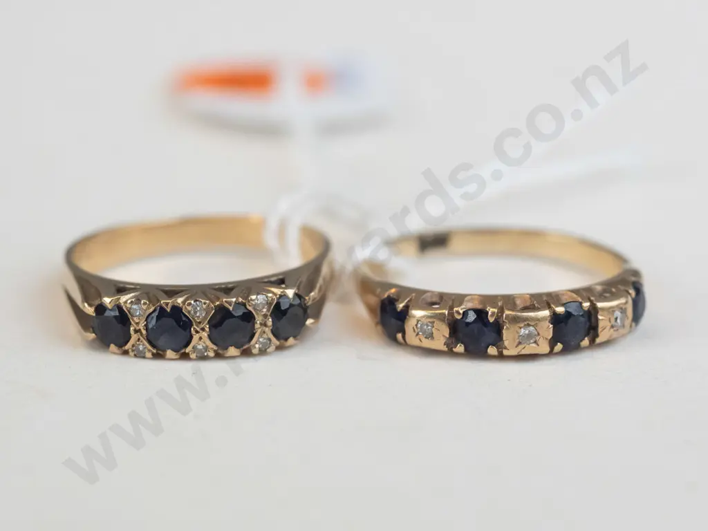2 9ct gold rings with 4 blue stones Image 1++