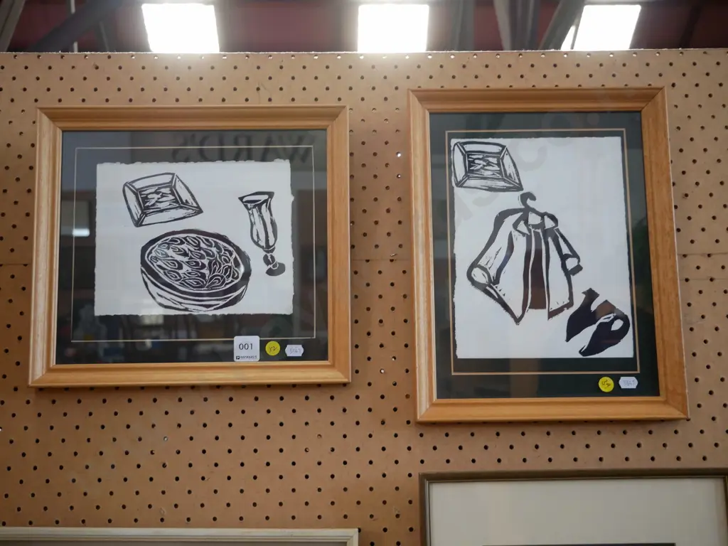 2 x Lisa Beech framed prints - yellow dots Image 1++