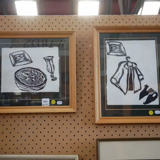 2 x Lisa Beech framed prints - yellow dots