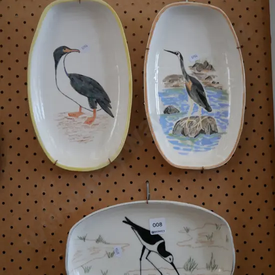 3 wall mounted hand painted bird themed bowls