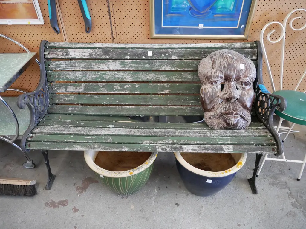 restorer's cast iron ended Victorian garden bench seat Image 1++