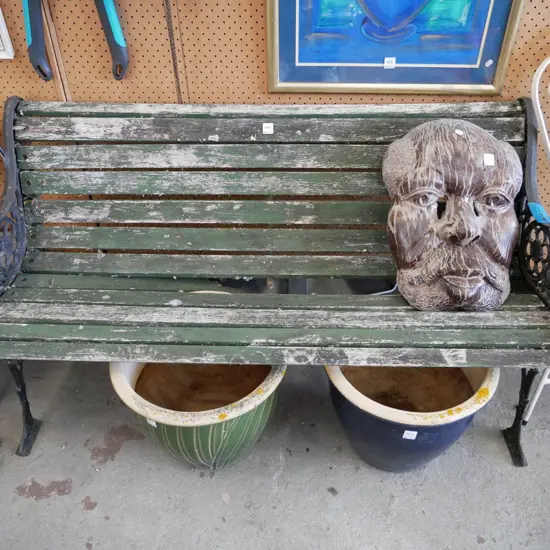 restorer's cast iron ended Victorian garden bench seat