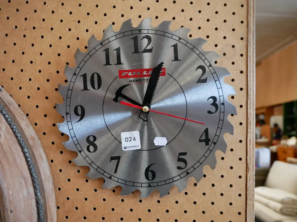 saw themed wall clock Image 1++
