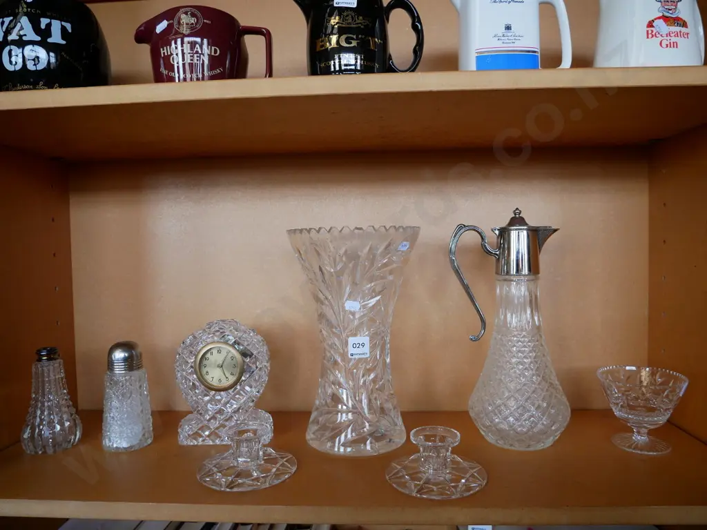 cut crystal vase, claret jug, candlesticks, clock, etc, vase H- 270 Image 1++