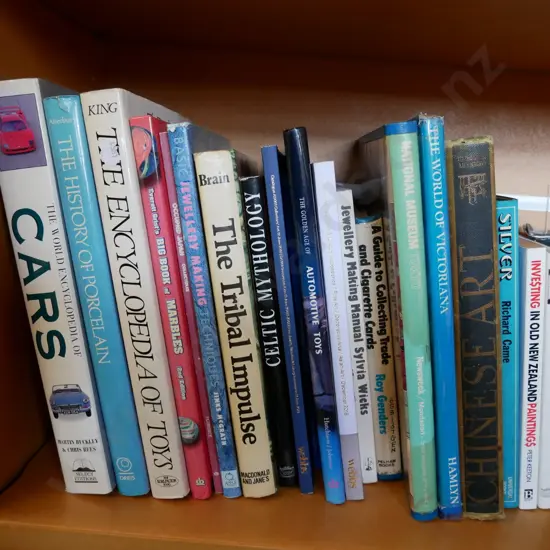 shelf; art, antique and other books
