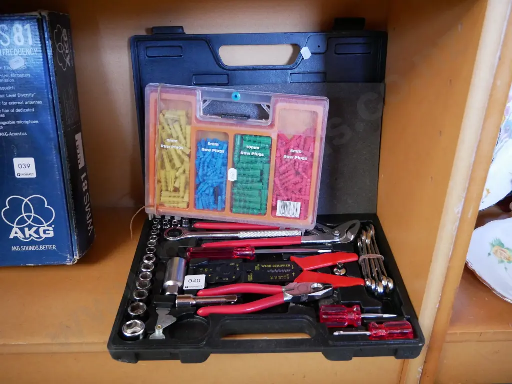 plastic cased tool set and raw plugs Image 1++