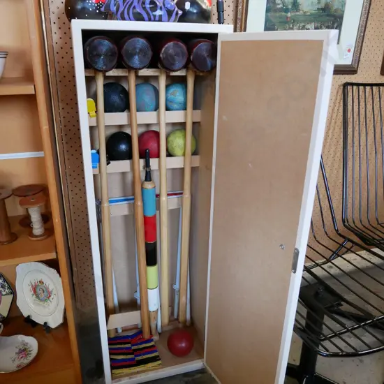complete croquet set in bespoke mdf cabinet
