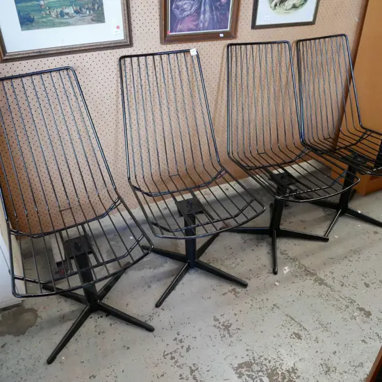 4  retro metal pedestal swivel chairs