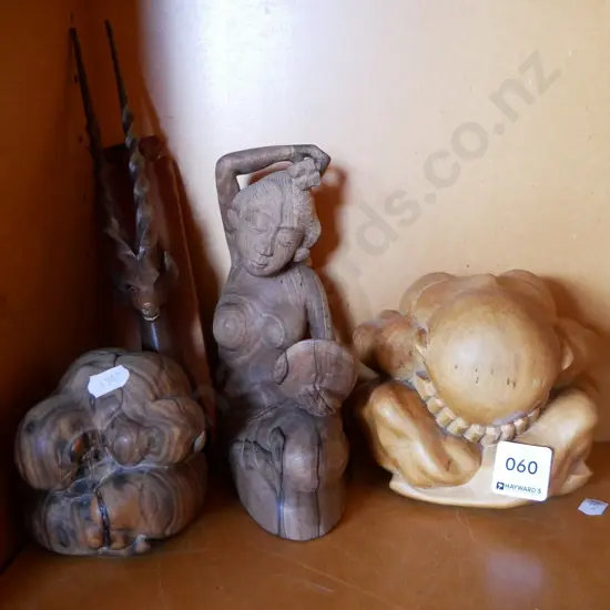 4 carved ethnic figurines