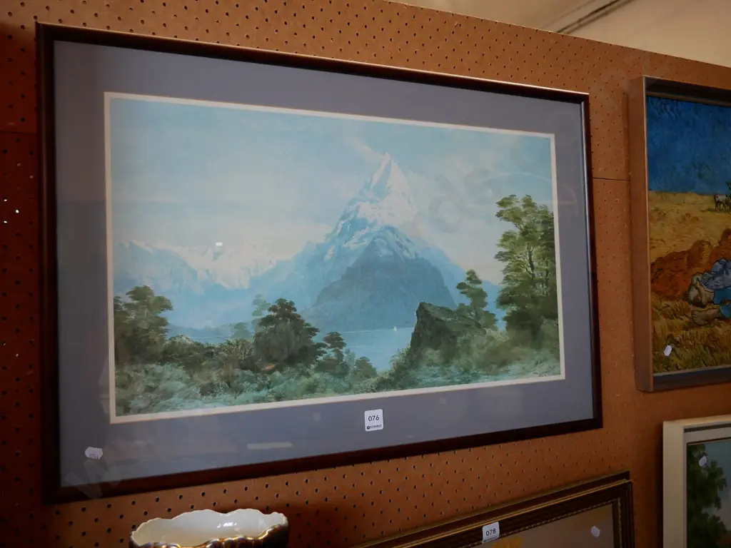 framed John Gully print - Mitre Peak Image 1++