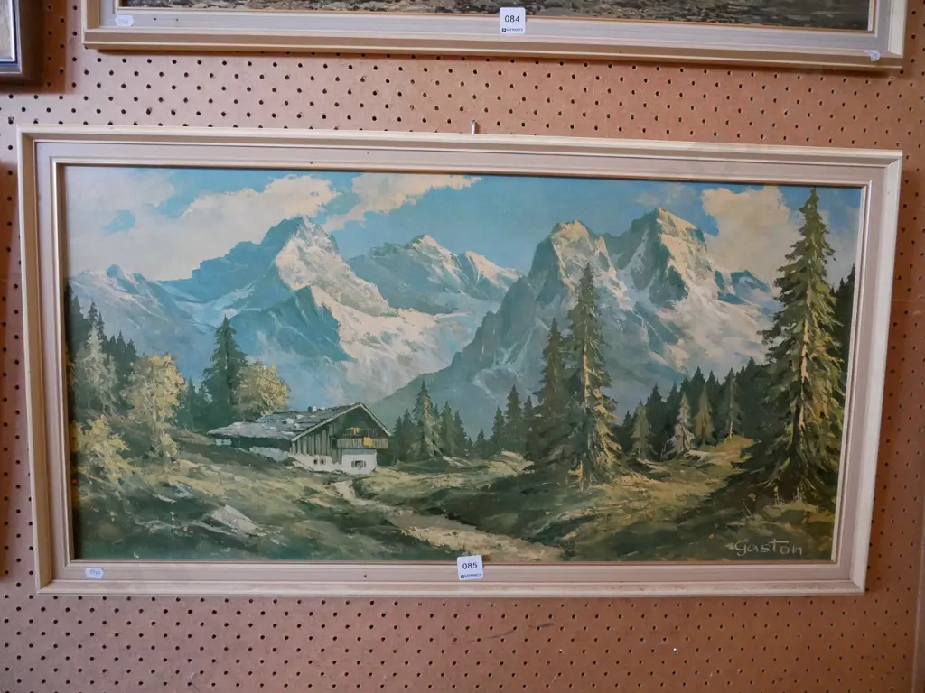 framed mid century print - alpine chalet Image 1++