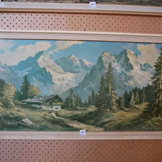framed mid century print - alpine chalet