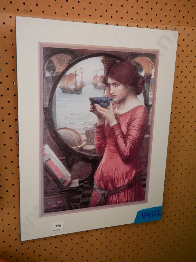 framed print on board- woman bowl and mirror Image 1++