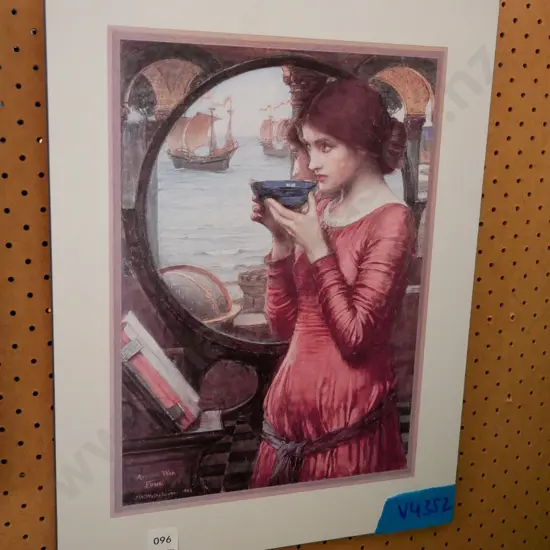 framed print on board- woman bowl and mirror