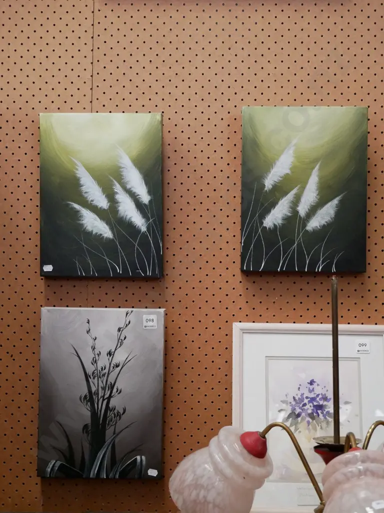 3 x acrylic on boxed canvas - flaxes and toe toe Image 1++