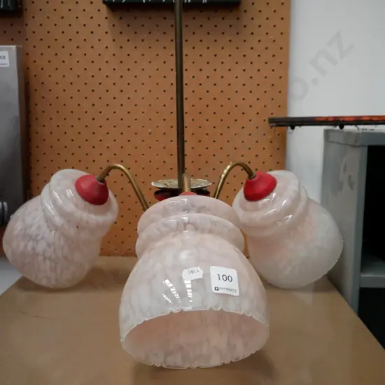 3 light pendant light fitting with mottle glass shades