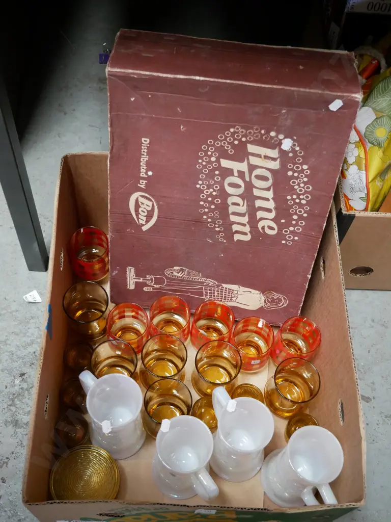 box; milk glass tankards, glass tumblers, Home foam vacuum attachment Image 1++