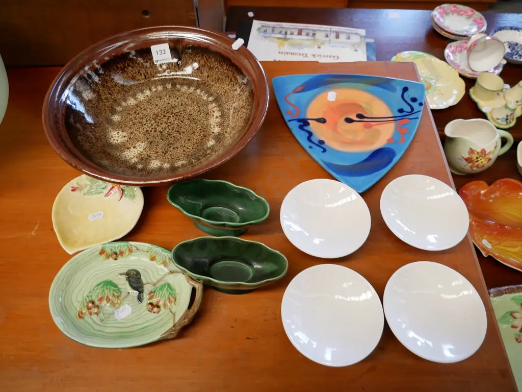  studio pottery bowl, plate, blue and white dishes, etc Image 1++