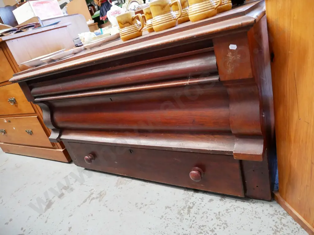top quarter of a mahogany Scotch chest cut away to make a 3 drawer lowboy - H- 680, W- 1230, D- 590 Image 1++