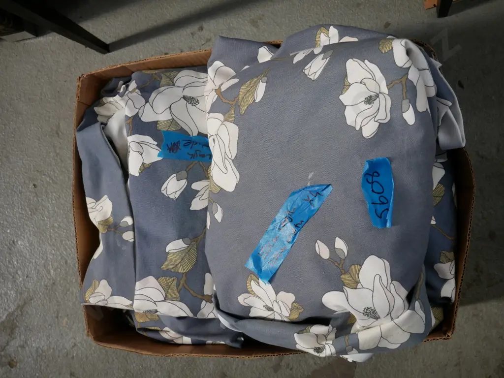 4 x grey curtains with white magnolia print W- 1100 with 1500 drop Image 1++