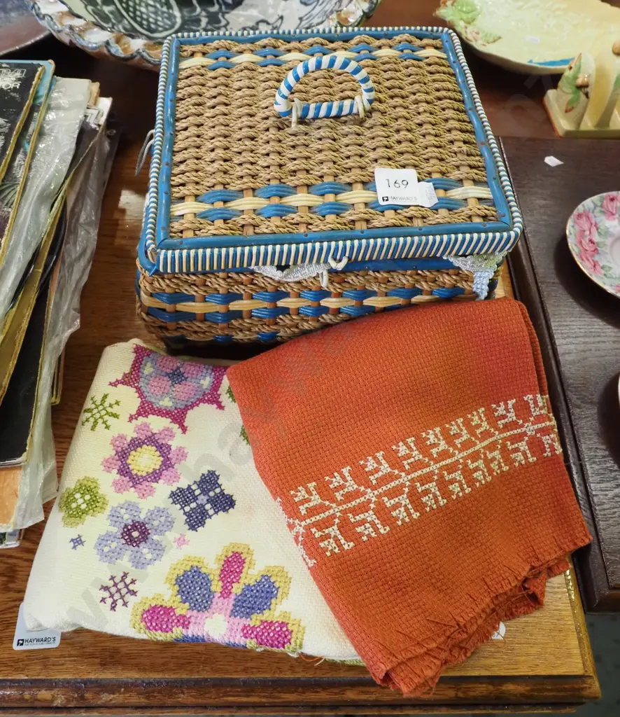 sewing box and contents, part needlework Image 1++