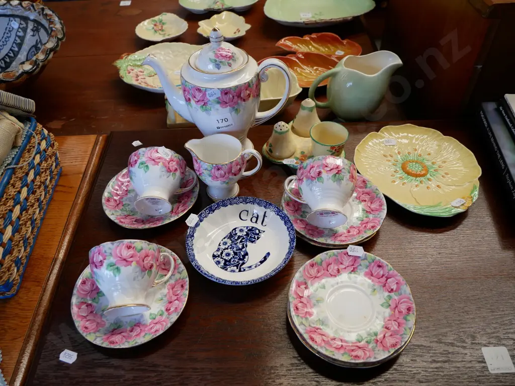 part Royal Standard Rose of Sharon teaset , cat bowl etc Image 1++