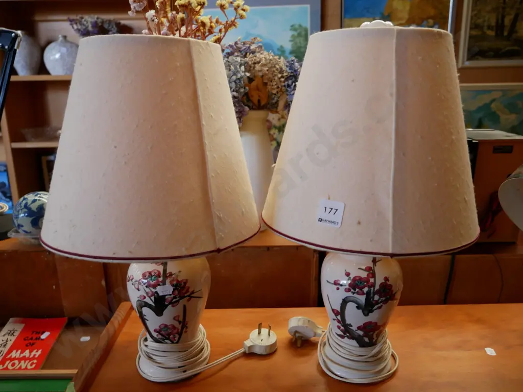 2 cherry blossom ceramic based table lamps Image 1++
