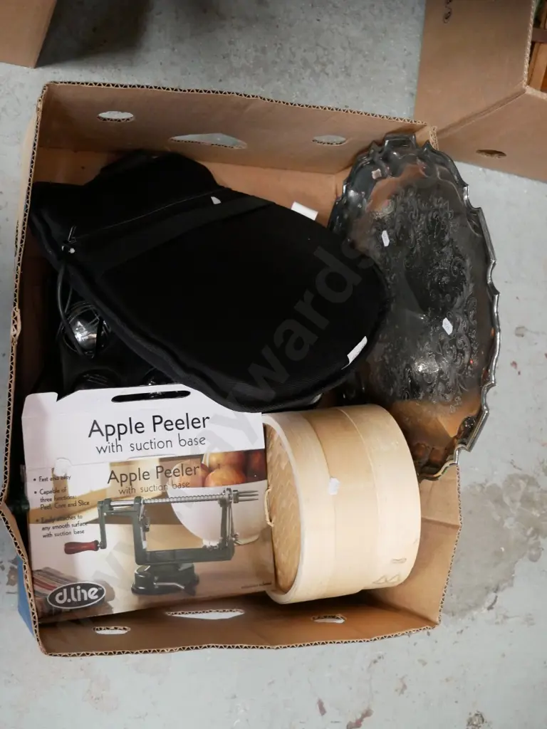 box; massage pilllow plated tray, bamboo steamer, peeler etc Image 1++