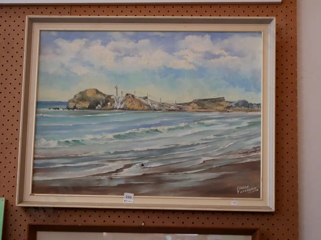 framed oil on board - lighthouse Image 1++